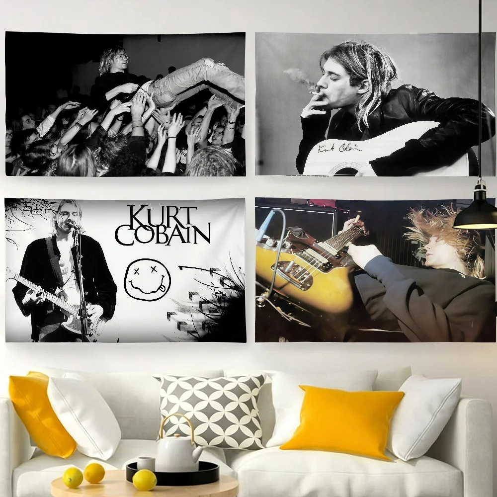 Rock Singer K-Kurt C-Cobain flag For Garden Party Living Room Home Wall Decor Banner Bedroom Outdoor Tapestry