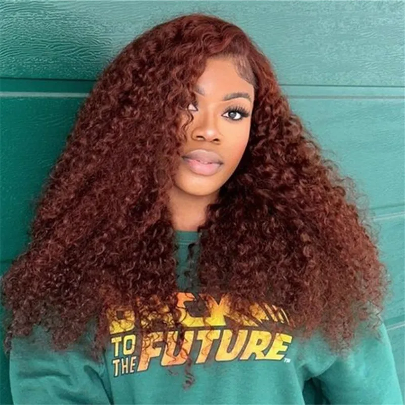 

Brazilian Reddish Brown Curly 13x6 Transparent Lace Front Human Hair Wigs 13x4 Lace Frontal Wig Deep Wave 30 40 Inch For Women