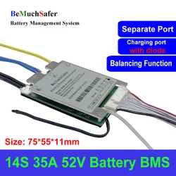 BeMuchSafer 52V BMS 14S 35A 30A With On/Off Switch Balance Function Temperature Sensor 14S30A 14S35A Battery BMS for DIY eBike