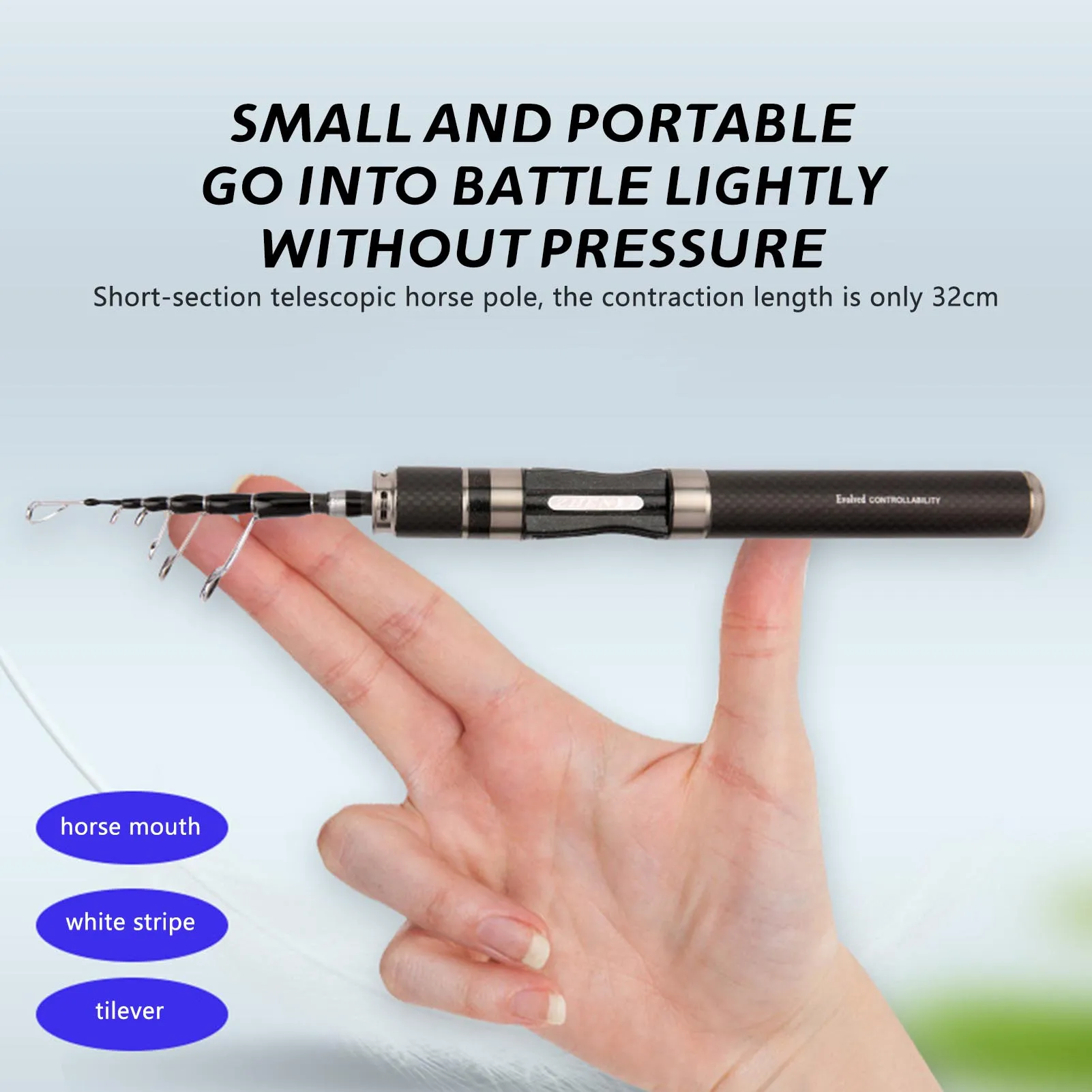32cm Portable Telescopic Fishing Rod 1.5/1.68/1.8m Carbon Fiber Lure Fishing Pole Freshwater Saltwater Hand Pole Fishing Rod - Image 3