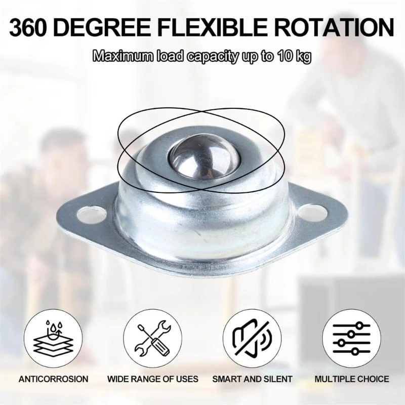 15mm Small Flat Furniture Rollers with Nylon Balls Heavy Duty Mini Balls Transfer Unit 5pcs for Smooth & Quiet Movement