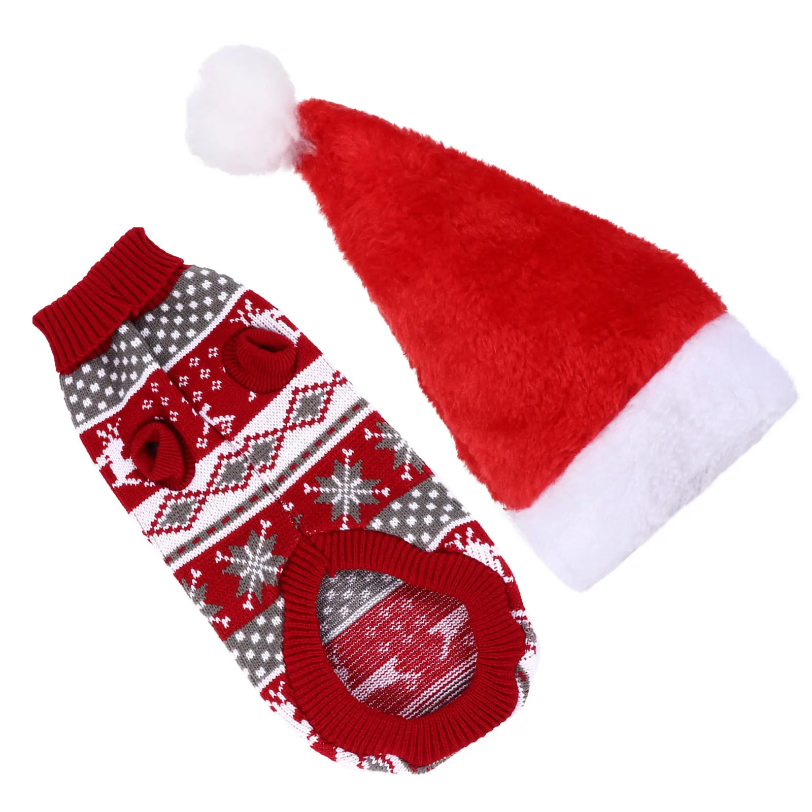 

2 Pcs Christmas Clothing Reindeer Pet Clothes Dog Winter for Dogs Sweater Keep Warm Holiday Red