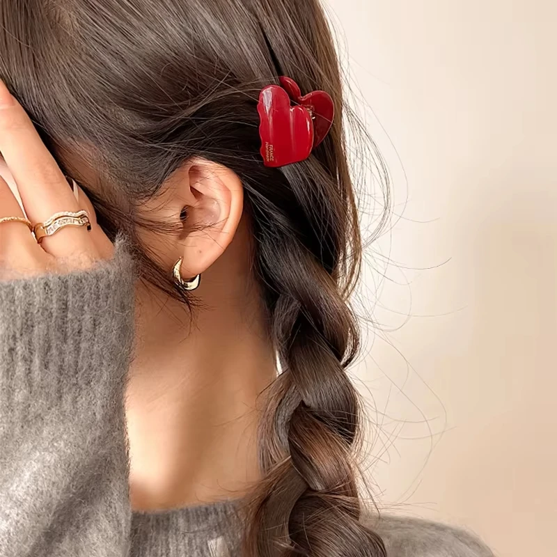 Artiglio per capelli piccolo da 3,5 cm Granchi per capelli in acetato Fermagli per capelli a forma di cuore carini Bambini Donne Ragazze per accessori per capelli Forcine Clip