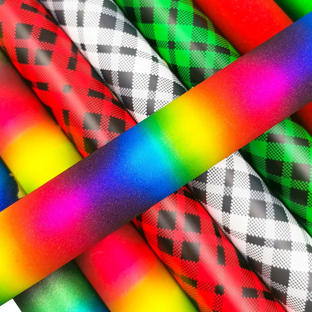 Rainbow Plaids Adhesive Craft Vinyl 10 Assorted Colors Sheets for DIE-Cutter cut DIY Christmas Party Home Mailbox Decor DIY