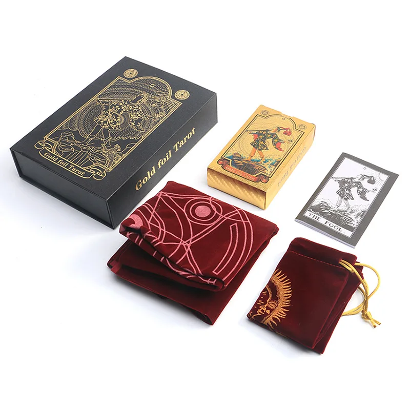 Gold Foil Tarot Card Hot Stamping PVC Waterproof and Wear-resistant Board Game Playing Card Divination Gift Box Set Luxurious