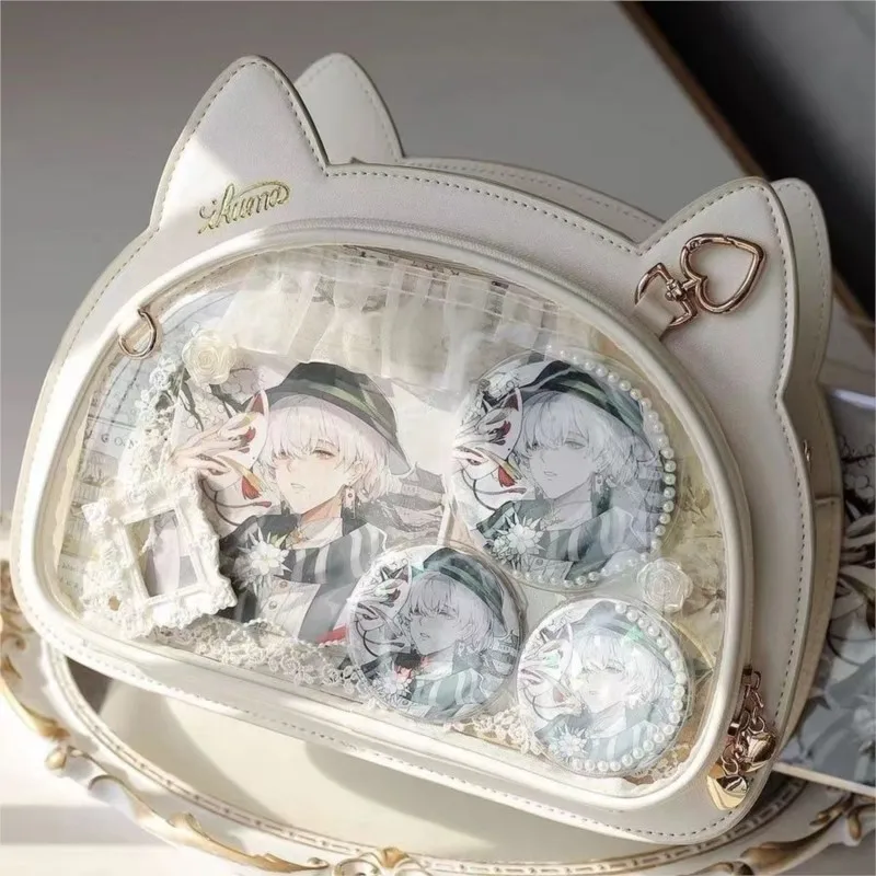 JIAERDI Japanese Cat Ita Bags Women Harajuku Lolita Chain Chic Leather Kawaii Handbag Ladies Preppry Style Cute Messenger Bag