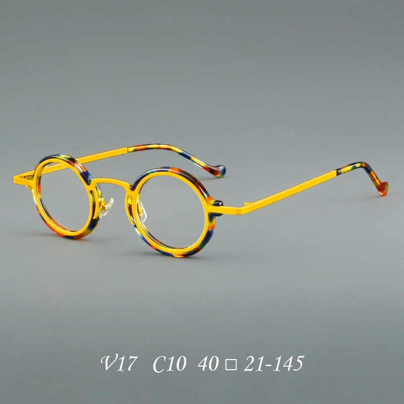 HONKAN Ultraleichter Acetat-Rahmen Metall-Brillengestell Retro Runde Lesebrille für Herren und Damen Hochwertiger Optischer Brillenrahmen – Detail 19