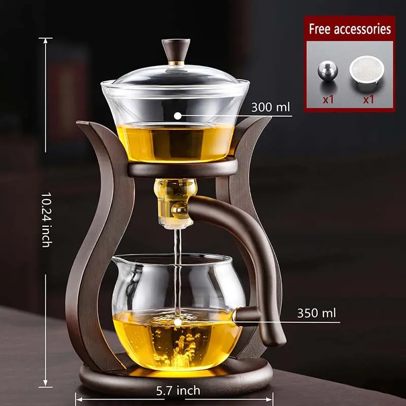 YOMEEI Heat-Resistant Glass Tea Set Magnetic Water Diversion Rotating Cover Bowl Automatic Tea Maker Lazy Kungfu Teapot Drinking