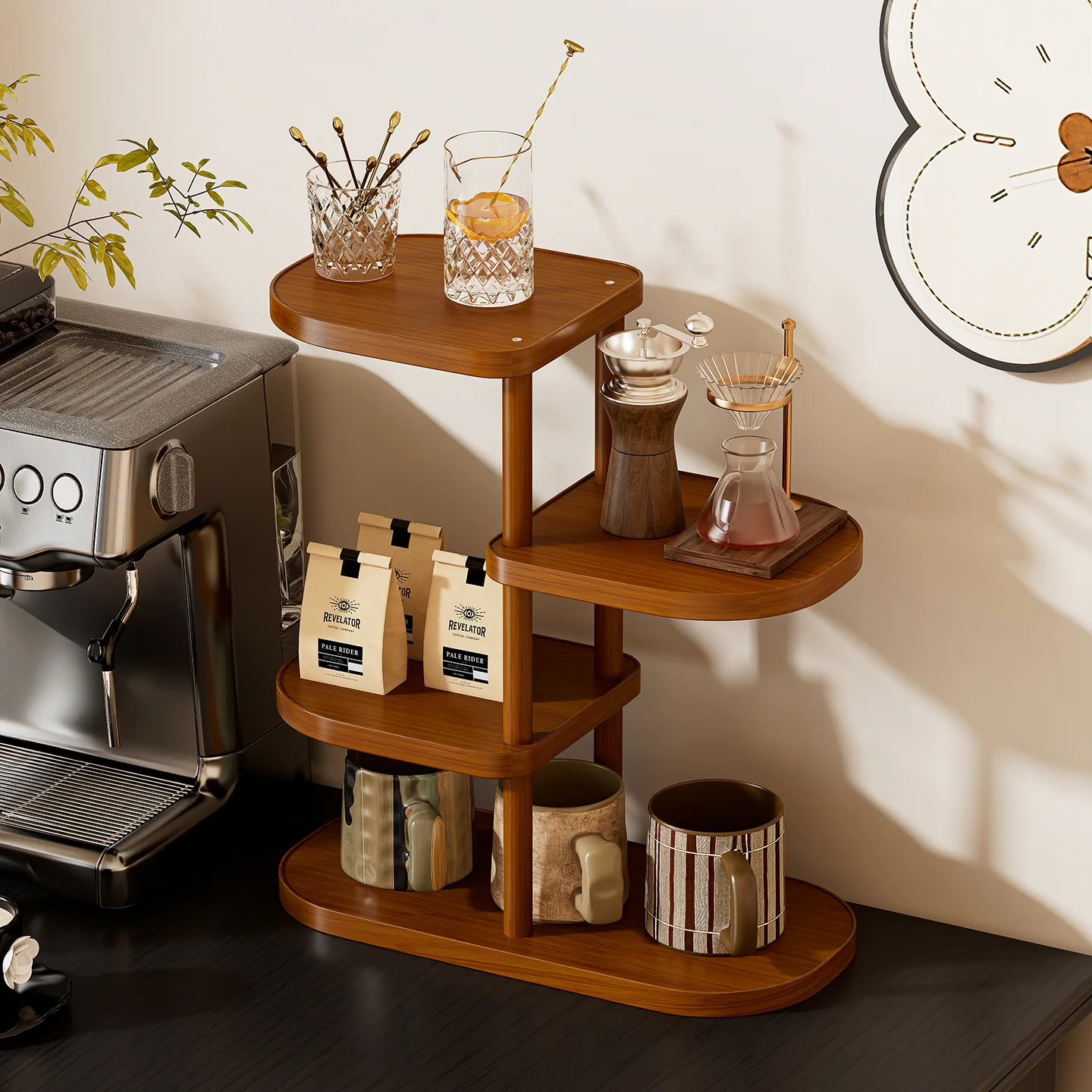 Desktop cup holder, coffee table multi-layer storage rack for high-end mugs and coffee cups, sideboard storage unit.