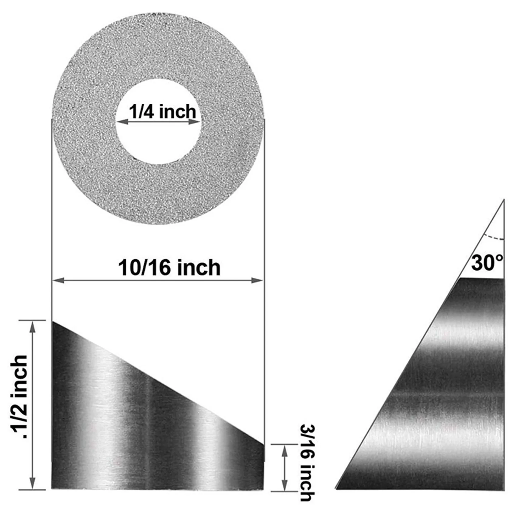 A27F-T316 Stainless Steel 1/4 Inch 30 Degree Angle Beveled Washer For 1/8 Inch To 3/16 Inch Deck Cable Railing Kit (20 Pcs)