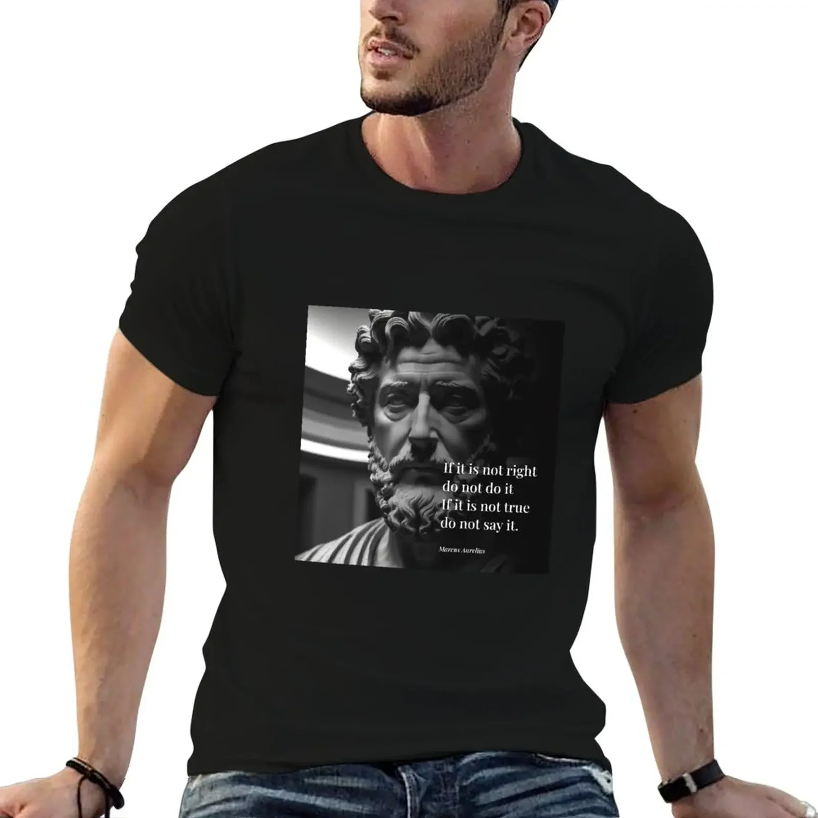 Marcus Aurelius Stoicism Quote. Stoic Art Work T-Shirt plus sizes essential t shirt graphics mens t shirts casual stylish