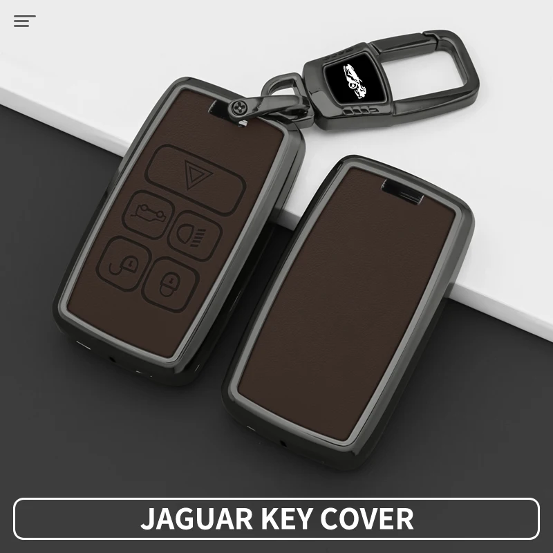 Zinc Alloy Leather Car Key Cover Case for Jaguar XE XEL XF XFL F‑PACE E‑PACE 5‑Button Smart Remote Key Protection with Keychain - view 4