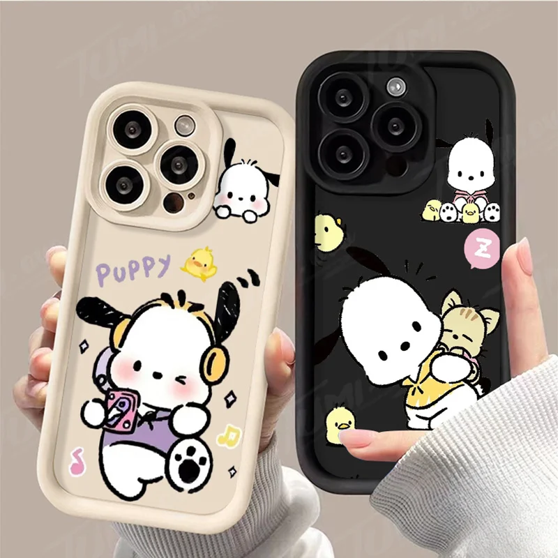 Cute Sanrio Pochacco Phone Case for Samsung Galaxy S24 Ultra S23 FE S22 S21 Plus FE A54 A34 A14 A73 A53 A33 5G Shockproof Cover