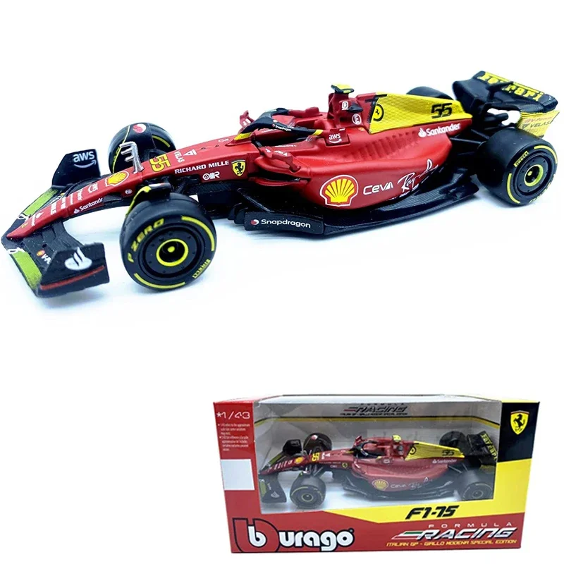 

Bburago 1:43 Ferrari 2022 F1-75 75th Anniversary #16 Leclerc #55 Sainz Alloy Vehicle Diecast Cars Model Formula Racing Car Toys