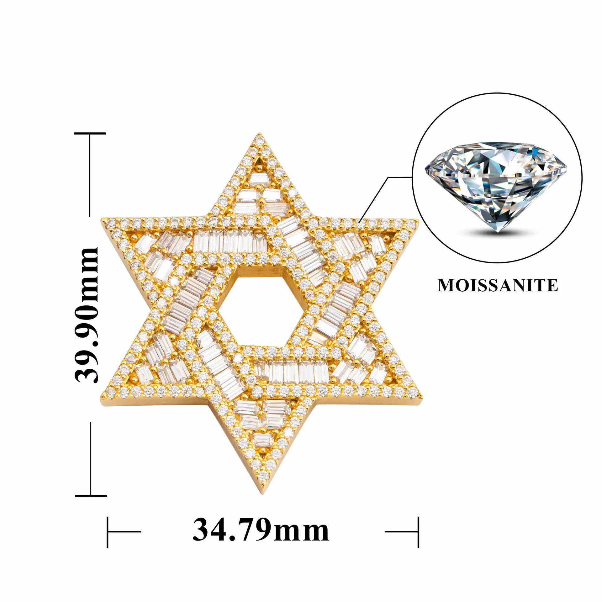 Imagem -06 - Hexagram Moissanite Pingente Colares para Homem S925 Prata Real Diamante Colar Feminino Jóias Pass Tester com Gra