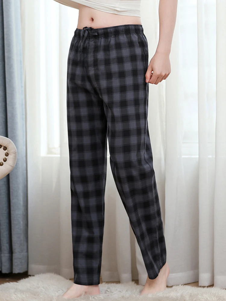 men's-pure-cotton-spwear-spring-autumn-lightweight-casual-loose-large-size-plaid-home-pants-comfortable-breathable-leisure
