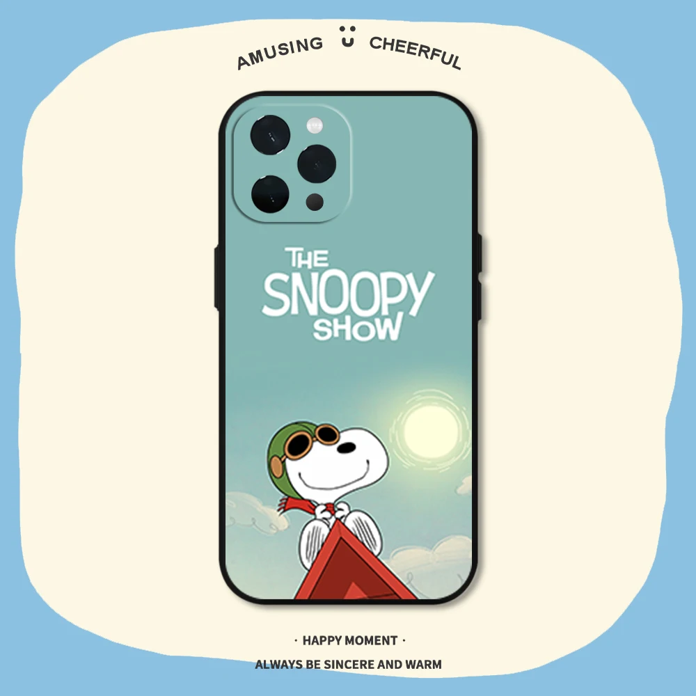 MINISO Peanuts Snoopy Phone Case for iPhone 11 12 13 14 15 16 Max Pro Plus Soft Shell