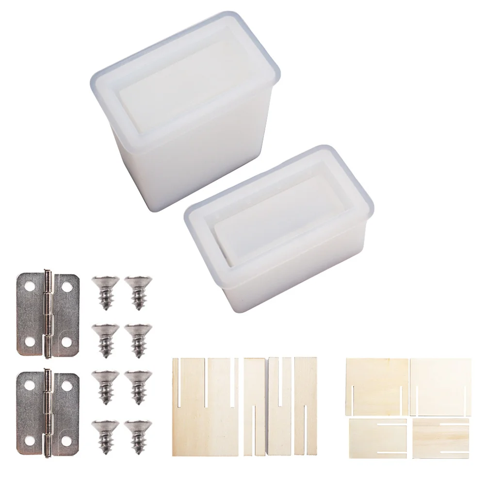 แม่พิมพ์ซิลิโคนทรงสี่เหลี่ยม 5 ชิ้น สำหรับงานเรซิ่น งานฝีมือ DIY ชุดทำกล่องบุหรี่ ของขวัญทำมือ ของตกแต่ง แม่พิมพ์สำเร็จรูป