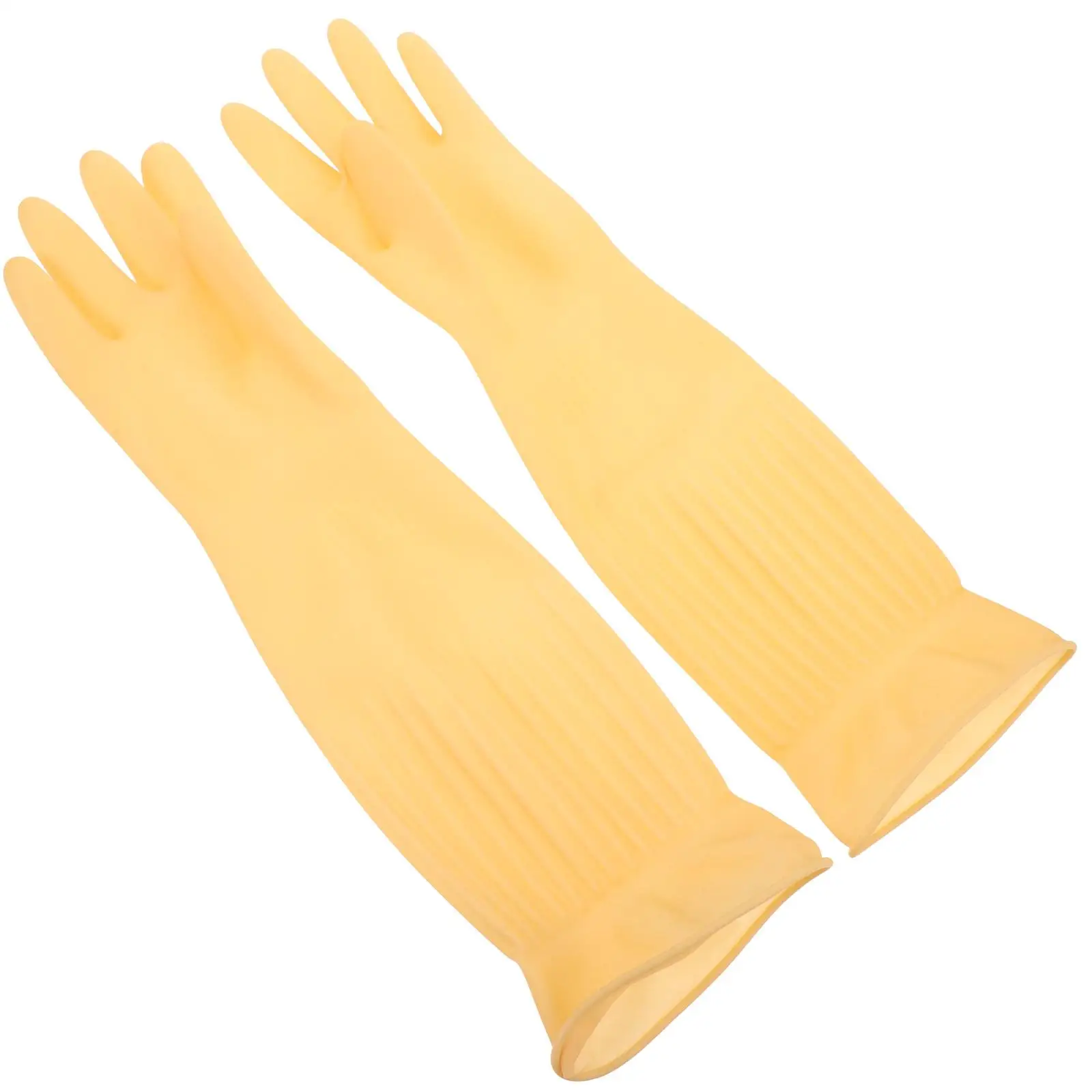 

Cleaning Gloves 2 Pcs Yellow Dish Wash Reusable Kitchen Stain Resistant Gloves Long Cuffs Waterproof Mitts Household Tools