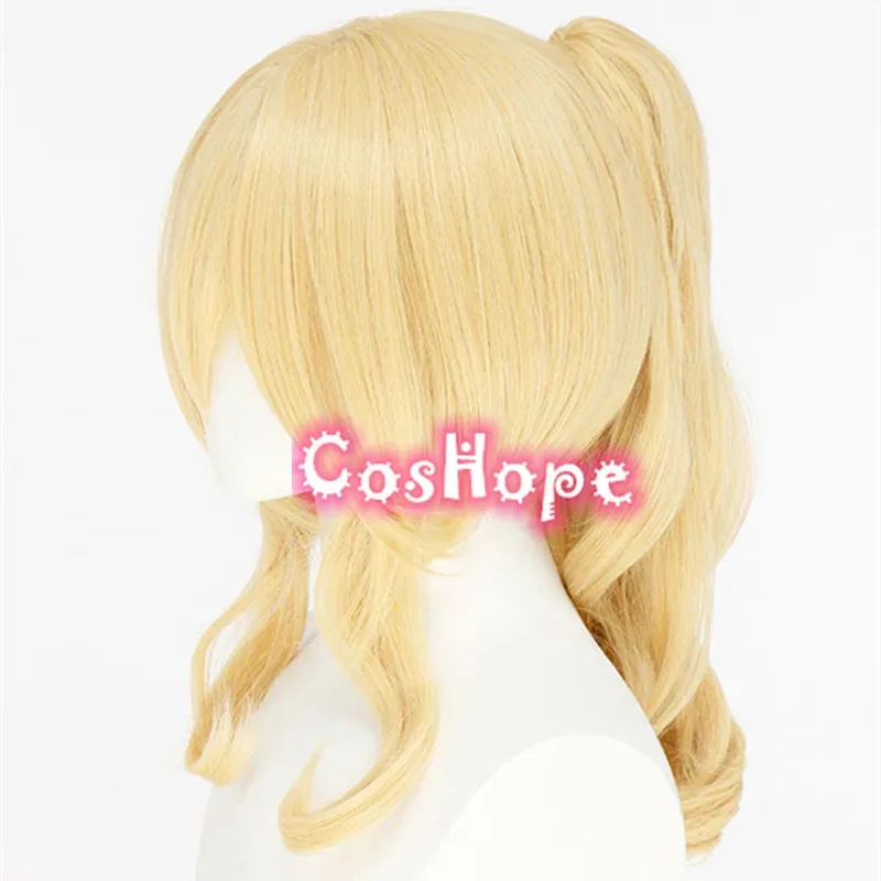 Peluca de Cosplay de Jean para mujer, peluca dorada clara de 40cm, pelucas de Cosplay de Anime, pelucas sintéticas resistentes al calor