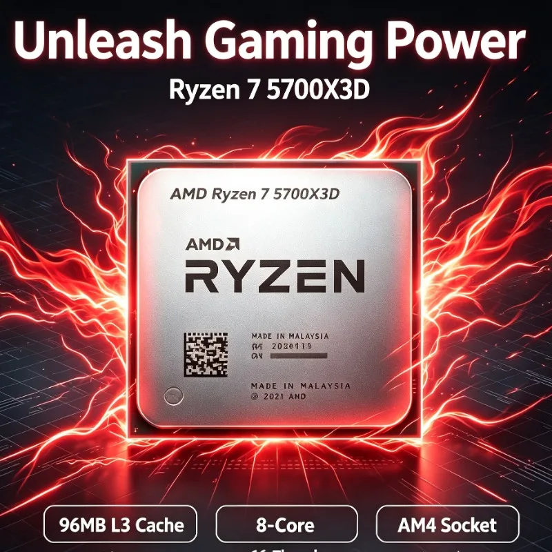 Ryzen 7 5700X3D Bulk AM4 Socket CPU 8 Core 16 Thread DDR4 For Gaming Multi Task Workloads