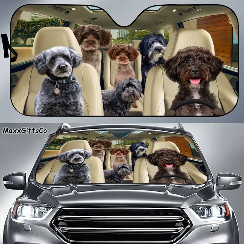 Schnoodle Car Sun Shade, Schnoodle Windshield, Family Dogs Auto Sunshade, Dogs Car Accessories, Irish Terrier Lovers Gifts