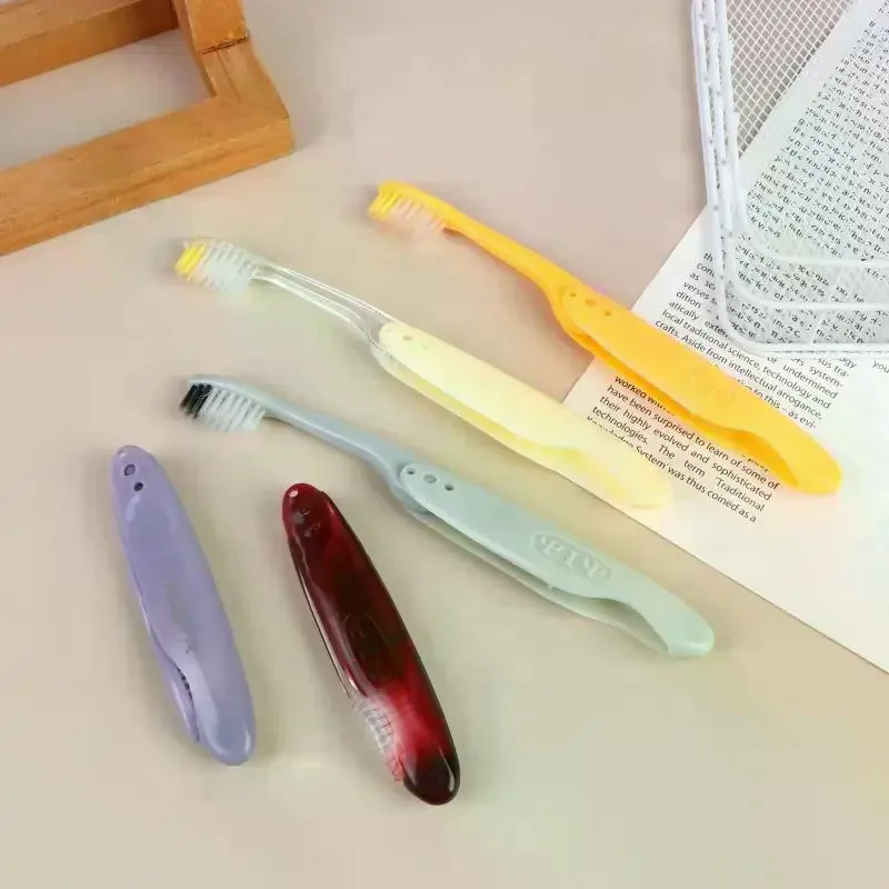 Folding Toothbrush Portable Toothbrush Built In Cover Multi Color Size Collapsible Brush For Trip Daily Use Women Men Travel