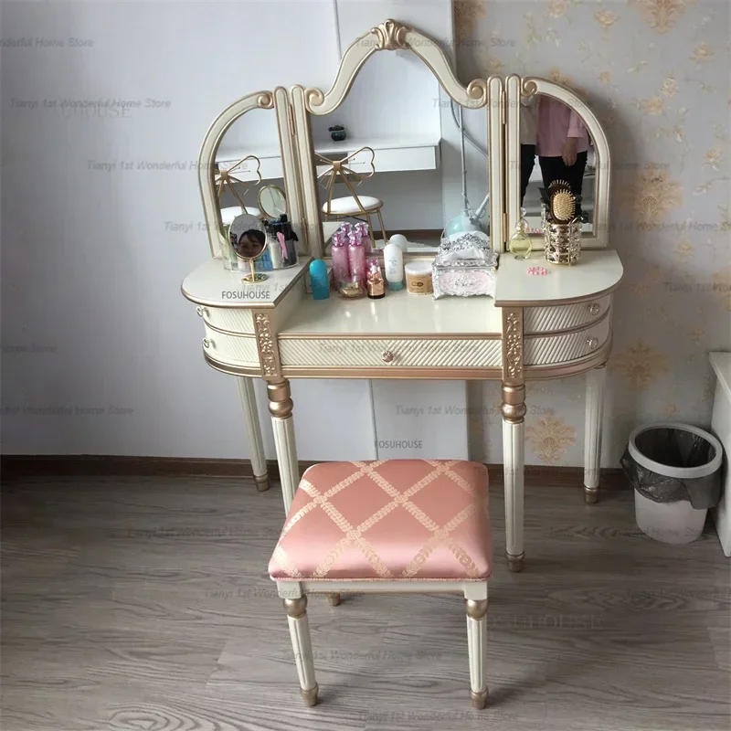 Multifunctional Dressing Table Bedroom Sets Modern Simple European Style Vanity Table with Mirror Small Apartment Makeup Dresser