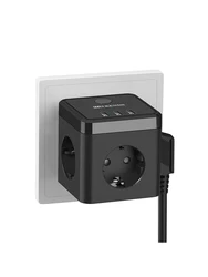 3 EU Outlets 2500W and 3 USB 3.1A Ports Fast charge 6 in 1 Cube Power Strip Wireless Wall Socket Switch Sockets for home