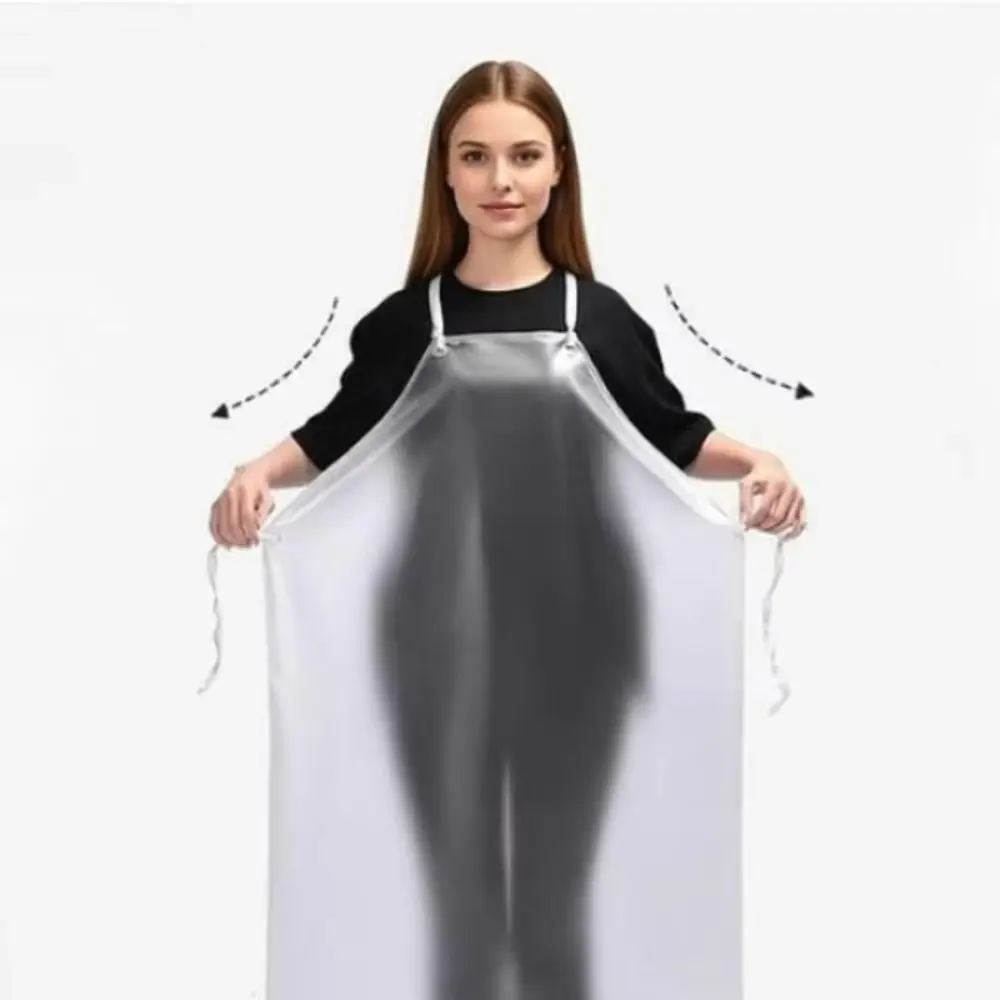 Durable Thickened Kitchen Apron Translucent Oil Resistant Cafeteria Apron Waterproof 80x110cm PVC Apron for Men Women