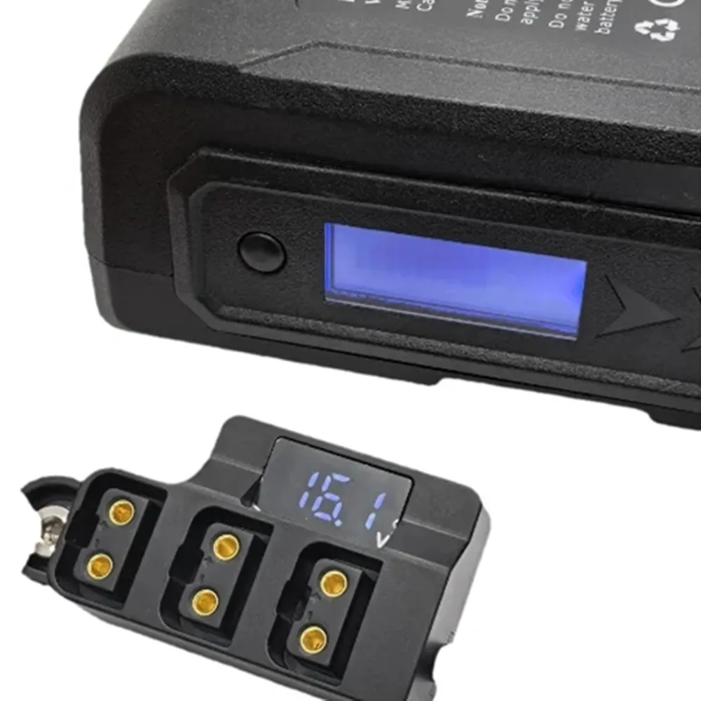 Male D-Tap Power Tap to 3 Female P-Tap Hub Extension Adapter Spring Cable with Screen for V-mount Battery & Devices