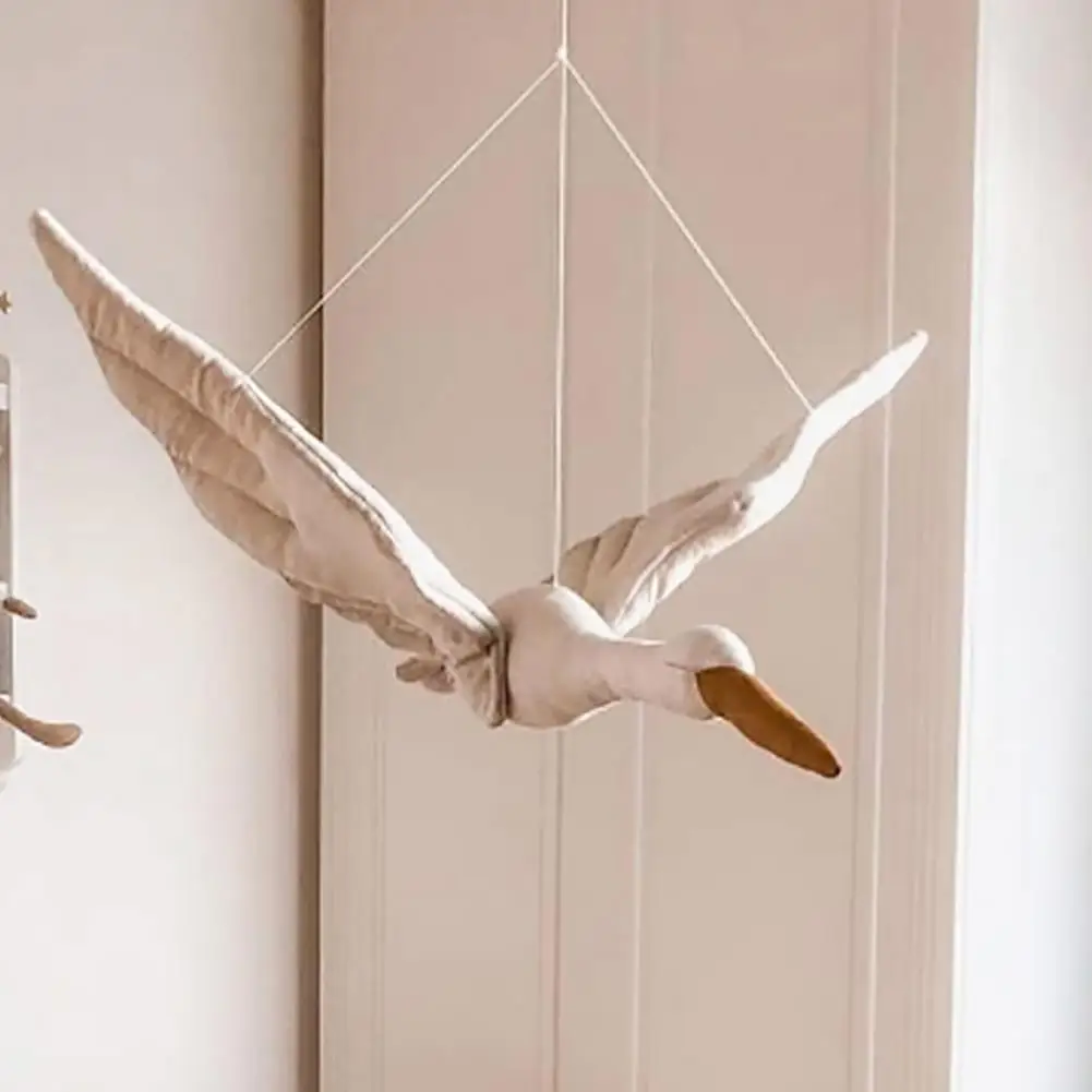 Cisne de dibujos animados grande colgante ganso volador pato relleno juguete dormitorio habitación de bebé adornos de cisne recién nacido juguete de cisne regalos de cumpleaños para niños