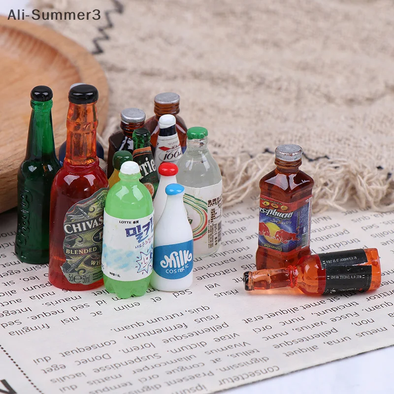 5Pcs 1:12 Dollhouse Miniature Drinks Bottles Model Dolls Kitchen Accessories