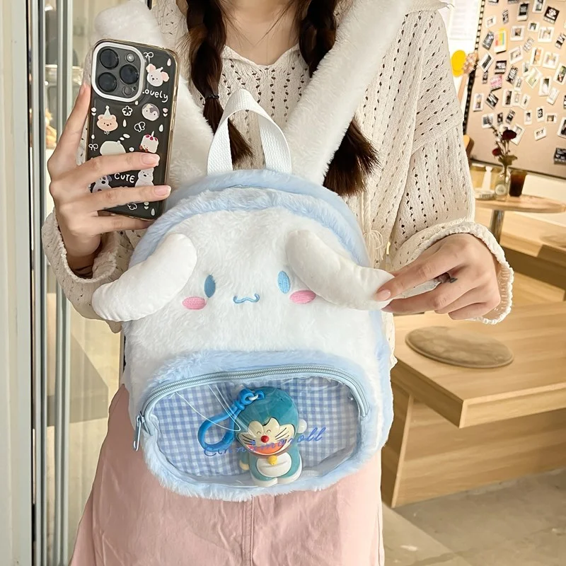 Sanrio Hello Kitty Leuke en lieve studentenschooltas Kuromi Cartoon pluche mode Veelzijdige lichtgewicht transparante rugzak