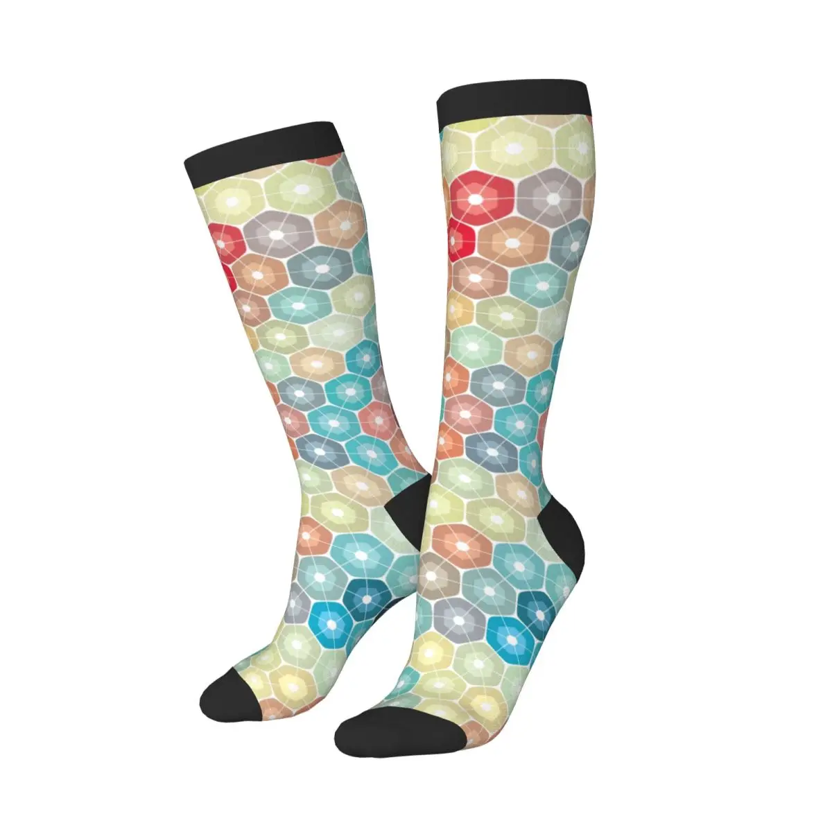 Stockings Funny Autumn Casual Warm Socks Colorful Mosaic Geometric Abstract Background Soft Winter Knee High Socks