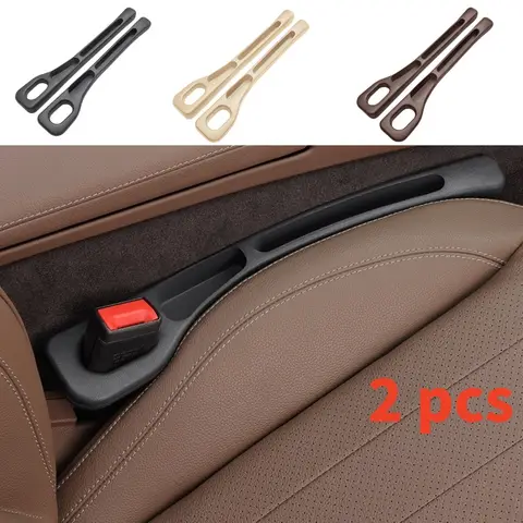2pc Car Seat Gap Filler Organizer Pu Waterproof Car Seat Gap Plug Strip with 2 Grooves Seat Gap Storage Auto Interior Accessorie
