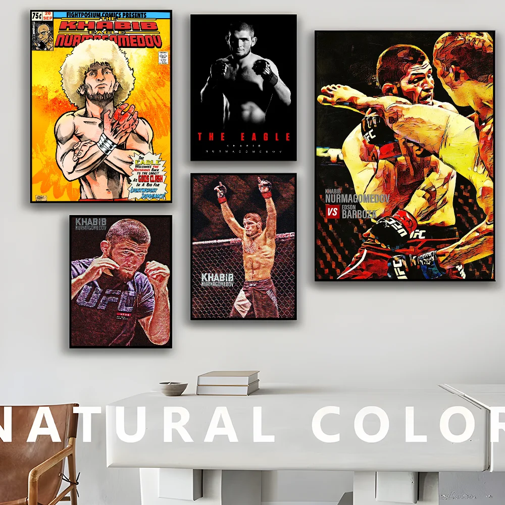 UFC Khabib Cool Nurmagomedov Vintage Posters Sticky Whitepaper Prints Posters Artwork Posters Wall Stickers