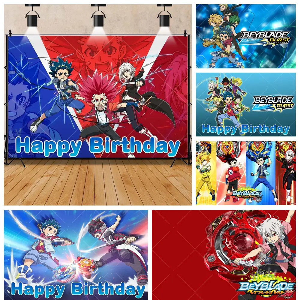 

Booster Brave Cartoon Beyblade Burst Kid Boys Birthday Party Backdrop Custom Photography Poster Kids Room Decor Props Background