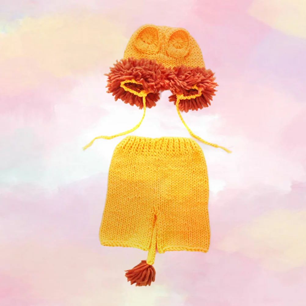 

Baby Hat Newborn Costume Handmade Knitted Lion Suit Infant Photo Outfit For Baby Shower Gift Photography Set Soft Comfortable