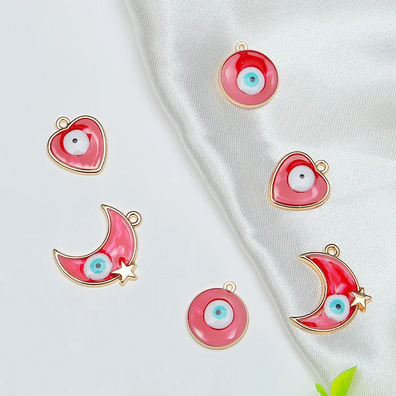 

10pcs New Moon Alloy Small Pendant Multi-Color devil Eye Charms for Jewelry Making Earrings Necklace Jewelry Accessories