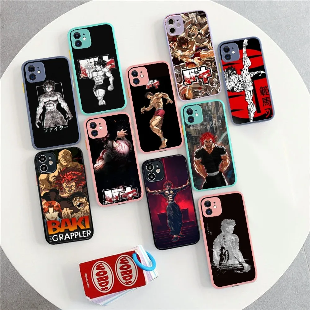 Baki el Grappler funda de teléfono japonesa para iPhone 14 11 12 13 Mini Pro Max 8 7 Plus X XR XS MAX cubierta mate translúcida