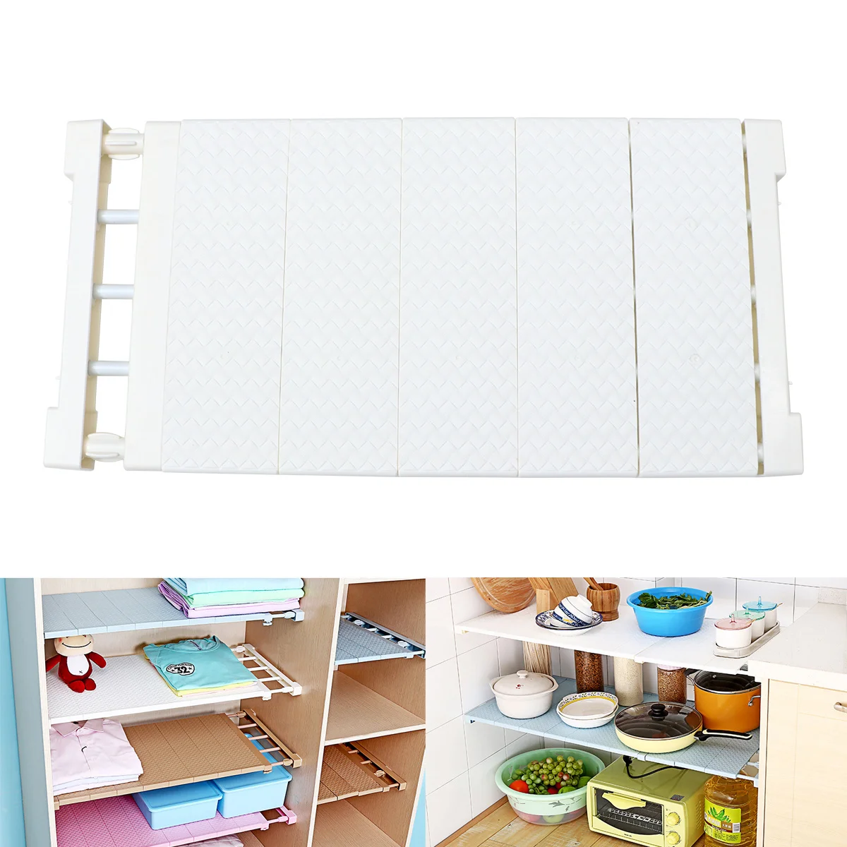 

Expandable Shelf White 60-100Cm Adjustable Space Saving Wardrobe Divider No Punch Nail Free Storage Rack For Cabinet