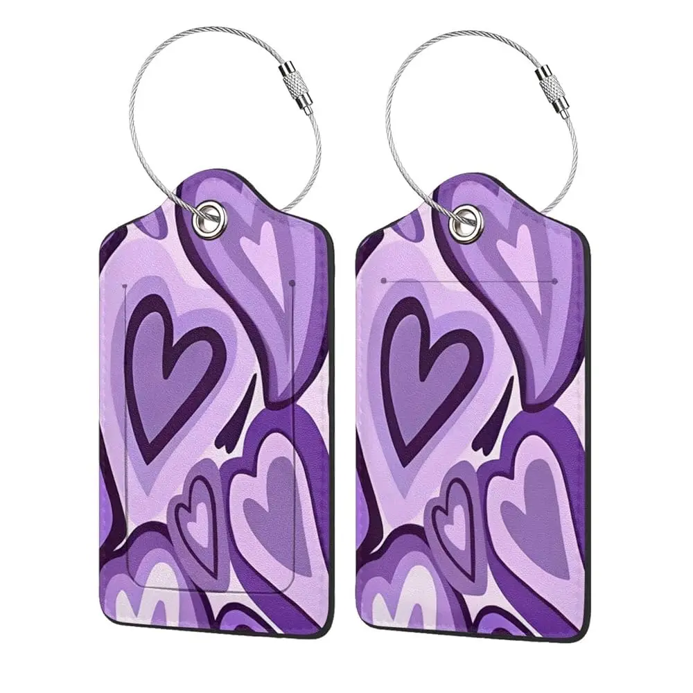 

Free ShippingSet of 2 Luggage Tag for Suitcases Tie dye PU Leather Luggage Tag with Full Back Privacy Name ID Card Fun Laggage T