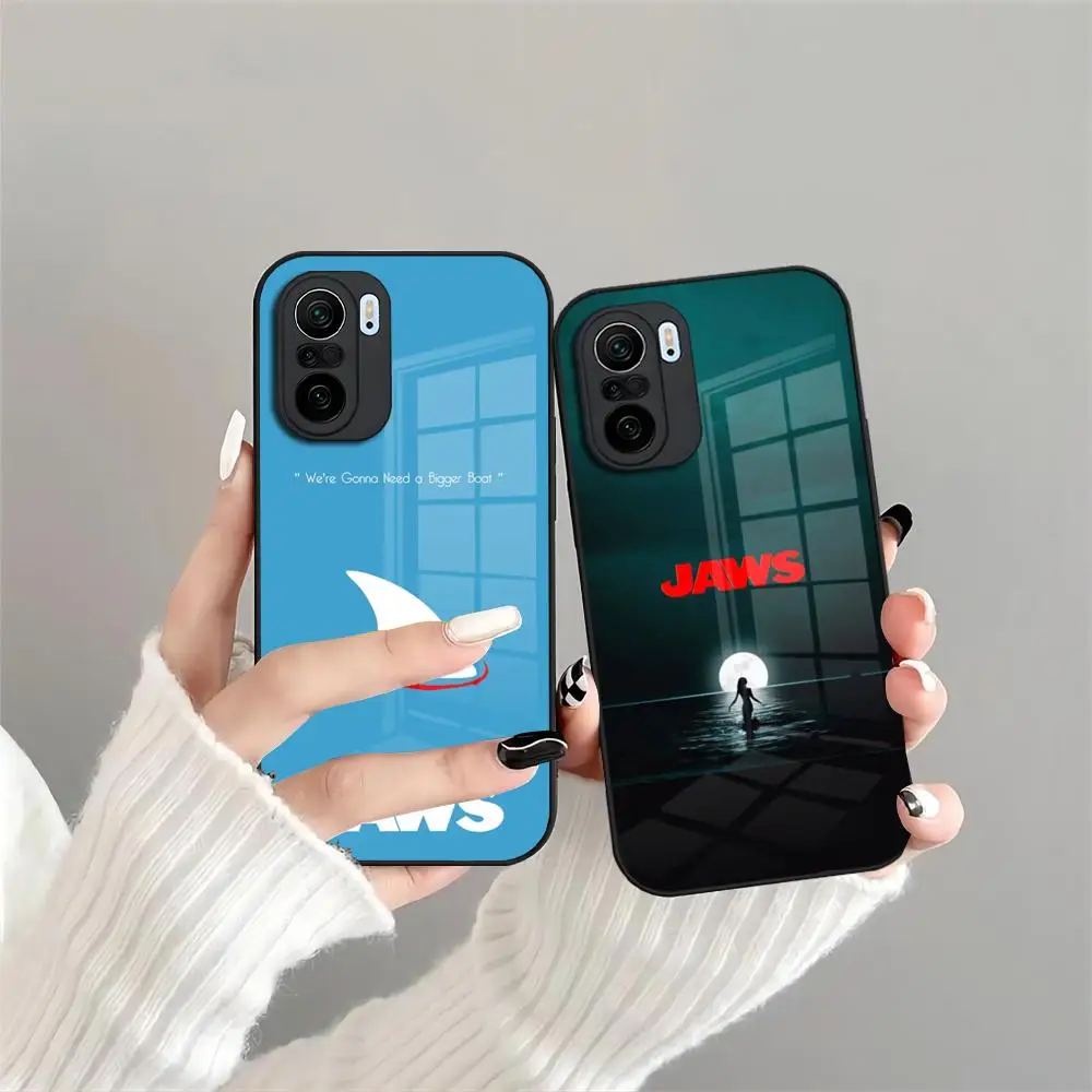 J-JAWS Movie Phone Case Tempered Glass For Xiaomi 17 15 14 12 Lite Pro 13 11t POCO M6 M5 X6 F6 Pro Cover