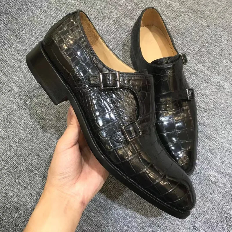 

Men's Shoes Formal Fashion Business Crocodile Belly Trendy Leather Sole Casual Dress Male Wedding Luxury туфли мужские кожаные