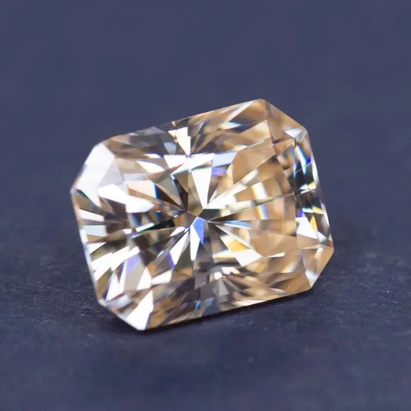 Moissanite Natural Colour Radiant Cut Tea Yellow VVS1 with GRA Certificate for Gemstone Charms Beads Top Jewelry Making Material