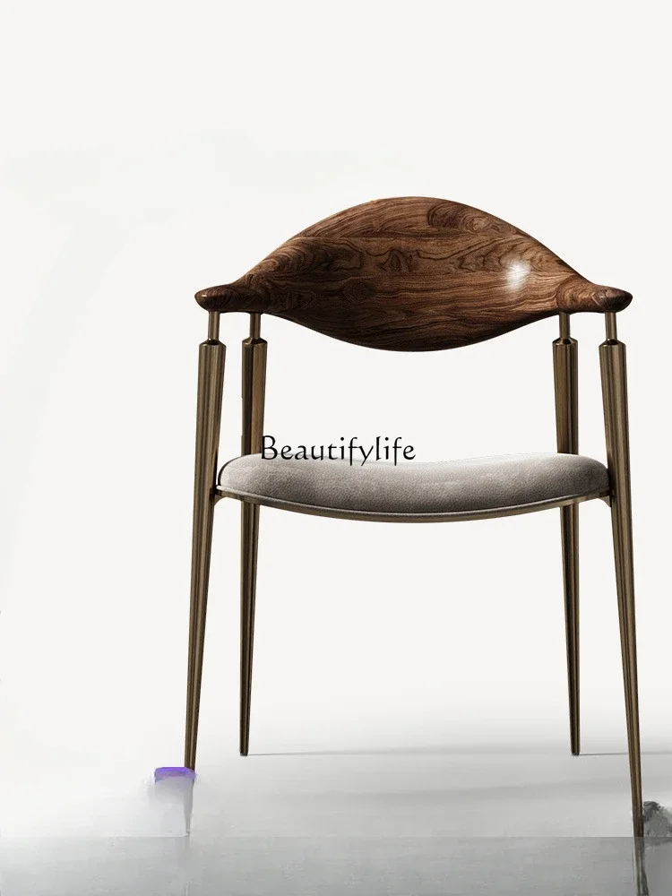 

LD33Light Luxury Tea Table and Chair High-End Elegant North American Black Walnut Wooden Backrest Guest Chair