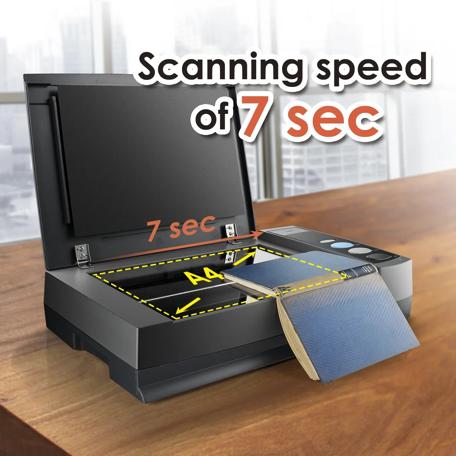 A4 Book Scanner OpticBook 3800L , CCD Sensor Flatbed Scanner with book edge design - School, Library, Magazine Digital