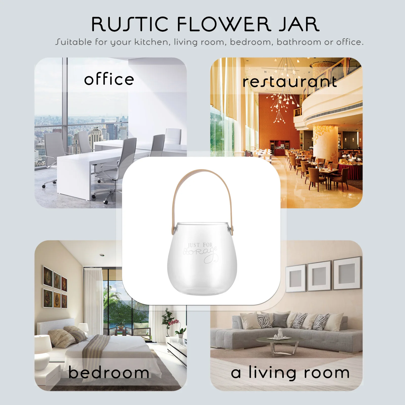 

1Pcs High Glass Flower Holder Handle Smooth Round Mouth Stable Base Rustic Floral Vase for Home Rustic Flower Jar