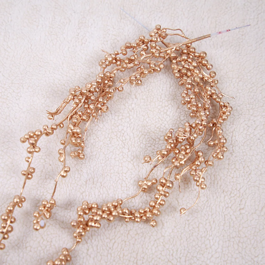 5 Pcs Christmas Tree Artificial Flower Golden Berry Simulation Branch Spray Picks